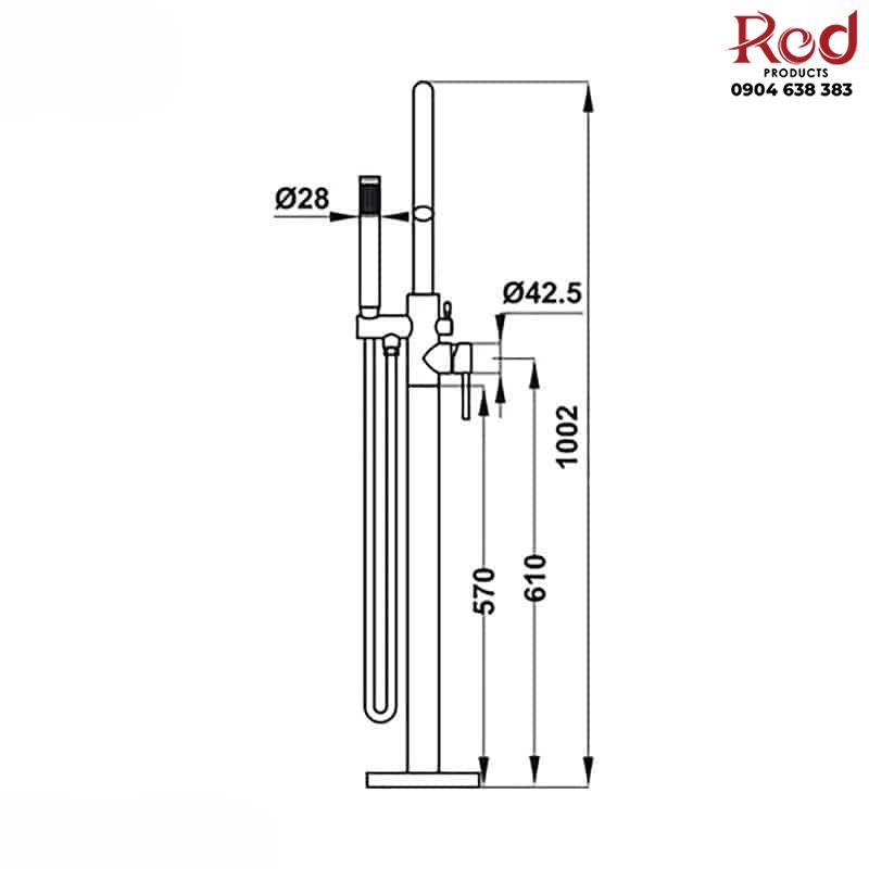 Bộ trộn bồn tắm đặt sàn Roots Hafele 495.61.177 13