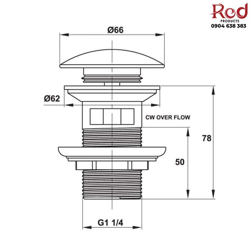 Bộ xả nhấn cho chậu có xả tràn Hafele 589.25.948 7