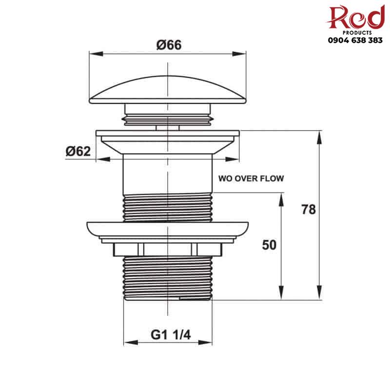 Bộ xả nhấn cho chậu không tràn Hafele 589.25.986 7