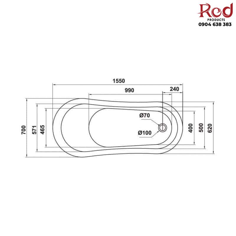 Bồn tắm độc lập Nagoya hình bầu dục 1550 Hafele 588.99.630 8