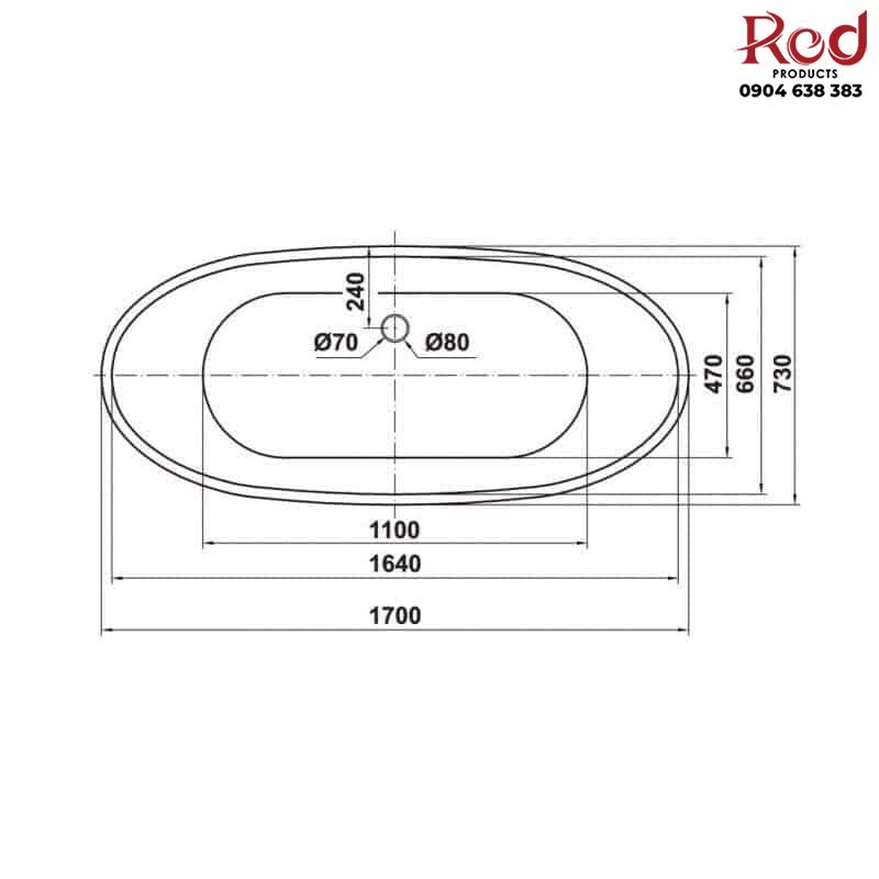 Bồn tắm Nagoya hình bầu dục 1700 Hafele 588.99.600 14