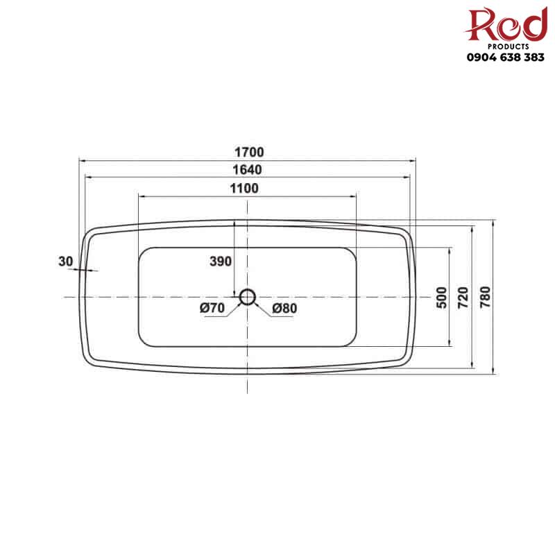 Bồn tắm Nagoya hình chữ nhật 1700 Hafele 588.99.610 6