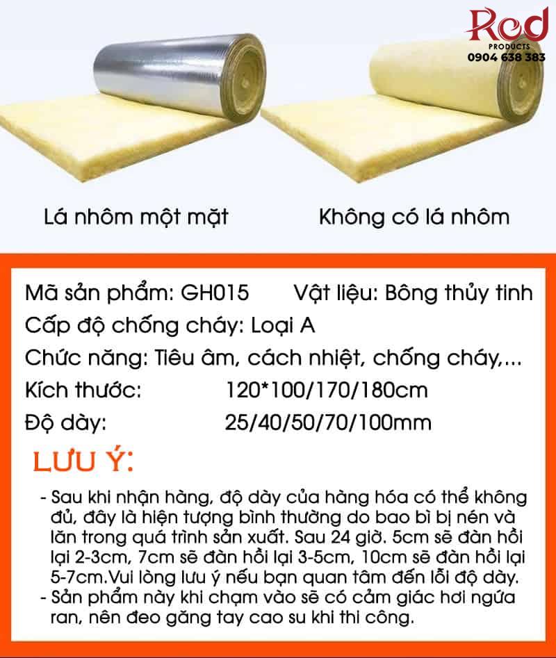 Bông cuộn sợi thủy tinh tiêu âm mặt nhôm GH015A 5