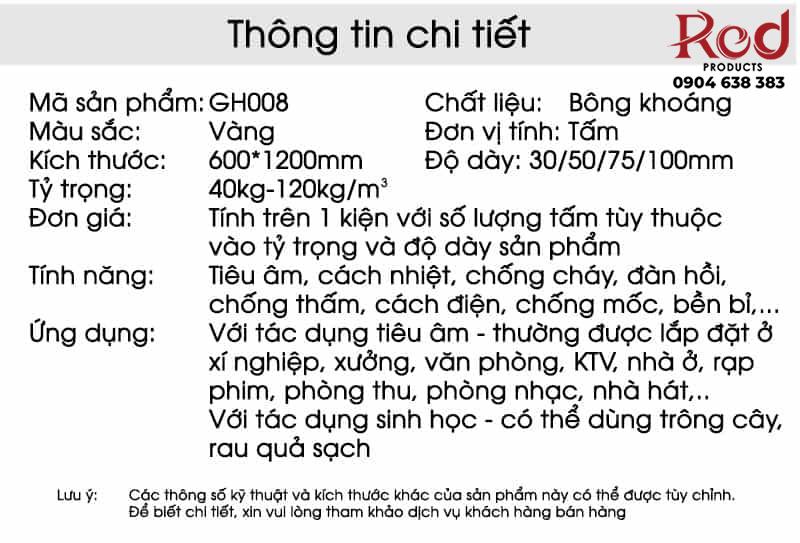 Bông khoáng tiêu âm dạng tấm chất lượng GH008 10