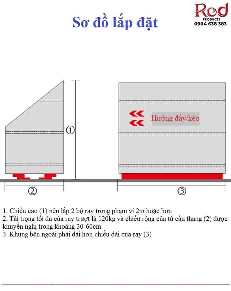 Ray trượt tủ cầu thang giảm chấn cao cấp BTC-SR