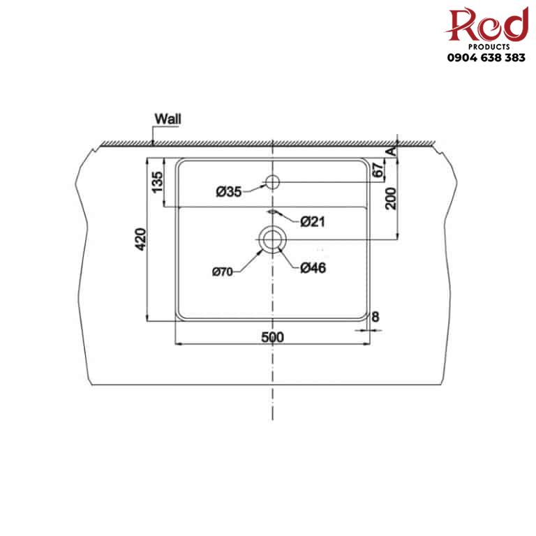 Chậu sứ đặt bàn cao cấp Sapporo 500 Hafele 588.79.032 10