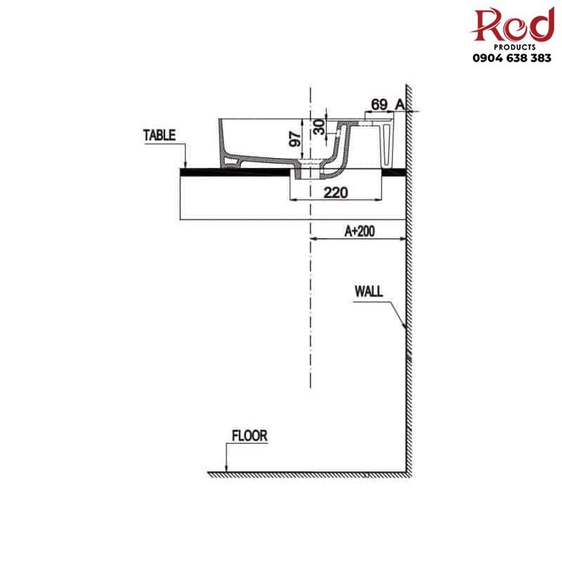 Chậu sứ đặt bàn hiện đại Sapporo 420 Hafele 588.79.031 9