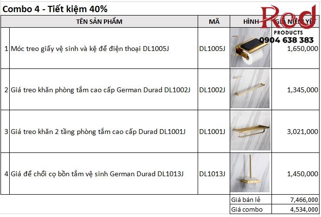 Combo 4 phụ kiện nhà tắm cao cấp Germany Durad DL7001 1