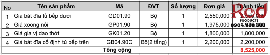 Combo 4 phụ kiện bếp Tiêu chuẩn Garis GR-STD4 6