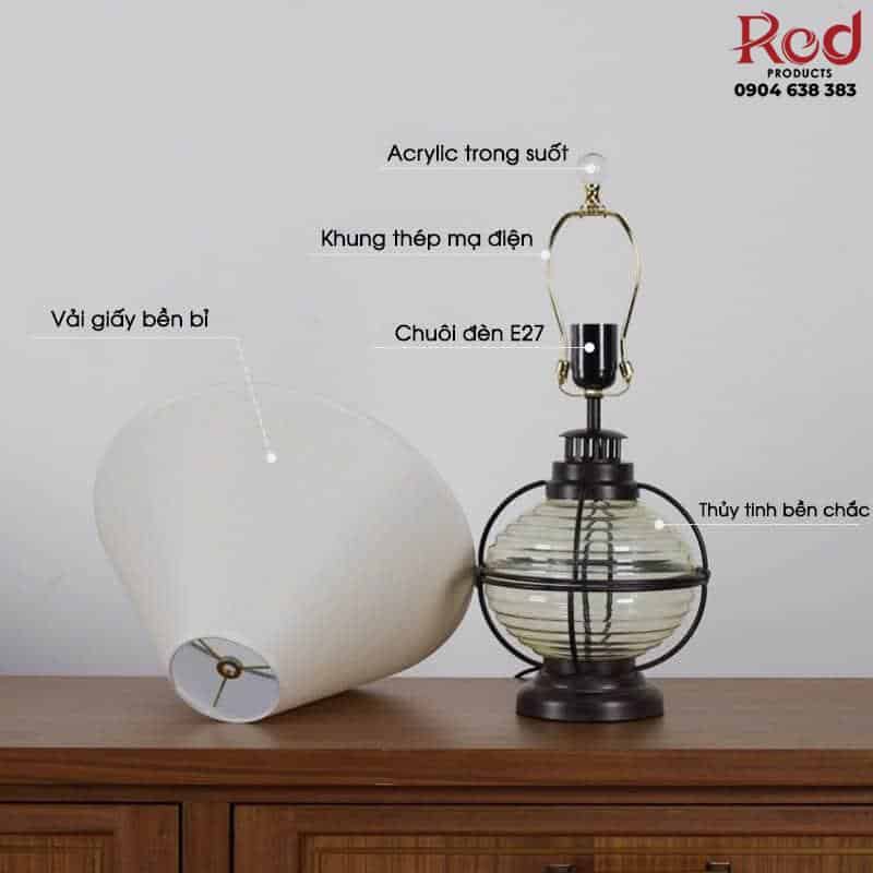 Đèn bàn thủy tinh khung thép phong cách Retro RX089 6