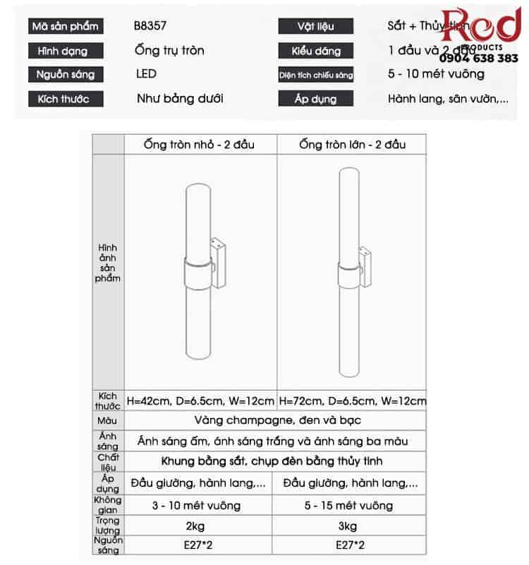 Đèn gắn tường trong nhà ngoài trời hiện đại tối giản B8357 35