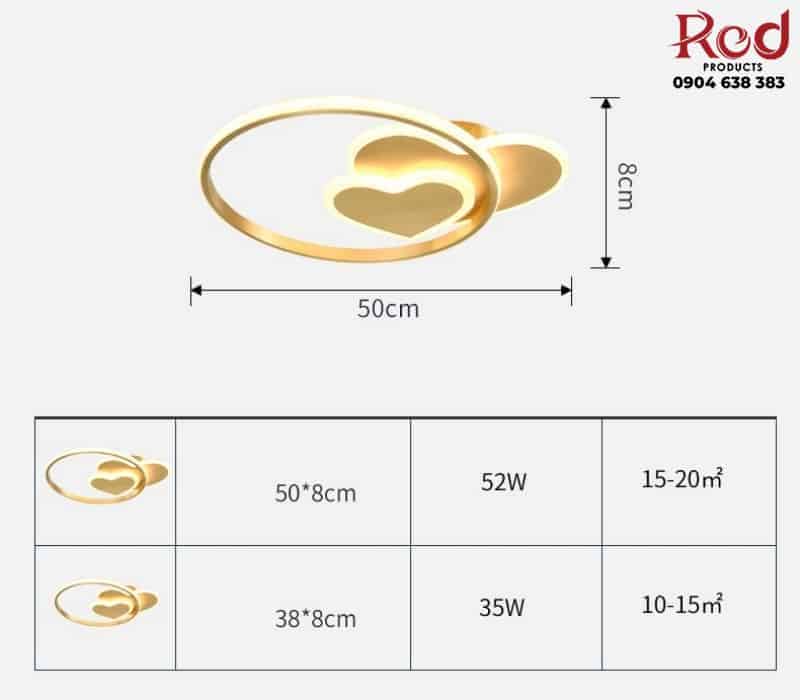 Đèn ốp trần trái tim đôi bằng đồng YLD9311 9