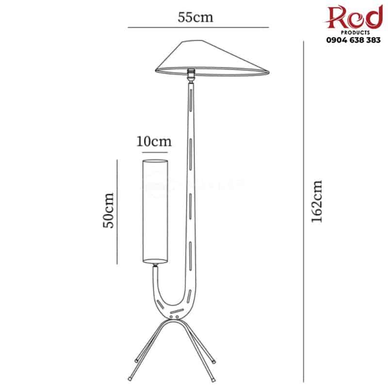 Đèn sàn thân gỗ 2 đầu đèn vải hiện đại sáng tạo HX8995 16