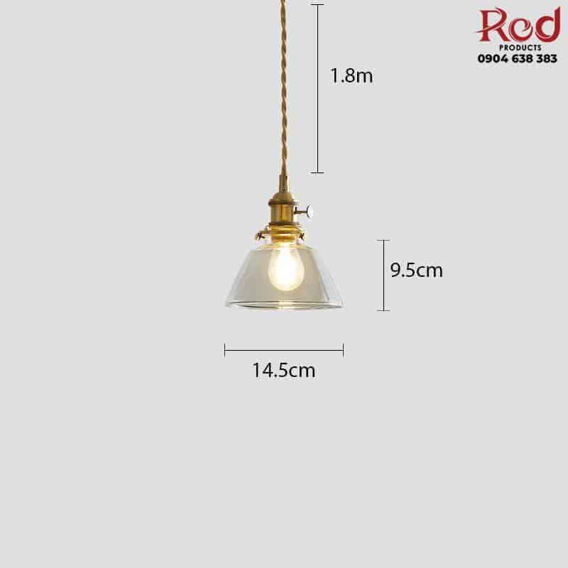 Đèn thả trần thuỷ tinh kiểu rustic đế đồng XL6932G 12