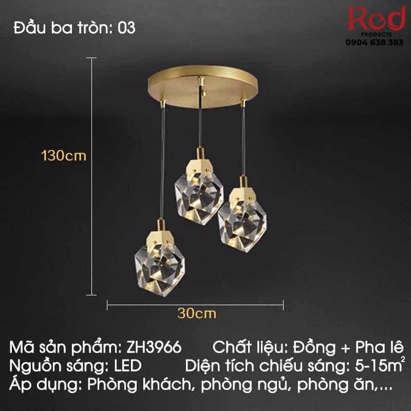 Đèn thả trần bằng đồng và pha lê cao cấp ZH3966 23