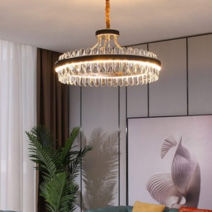 Đèn thả trần pha lê dạng tròn hiện đại LD1566
