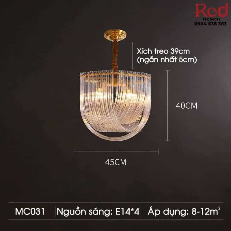 Đèn thả trần thủy tinh dải ánh sáng sang trọng MC031 17