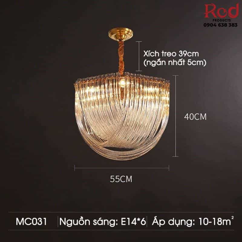 Đèn thả trần thủy tinh dải ánh sáng sang trọng MC031 18