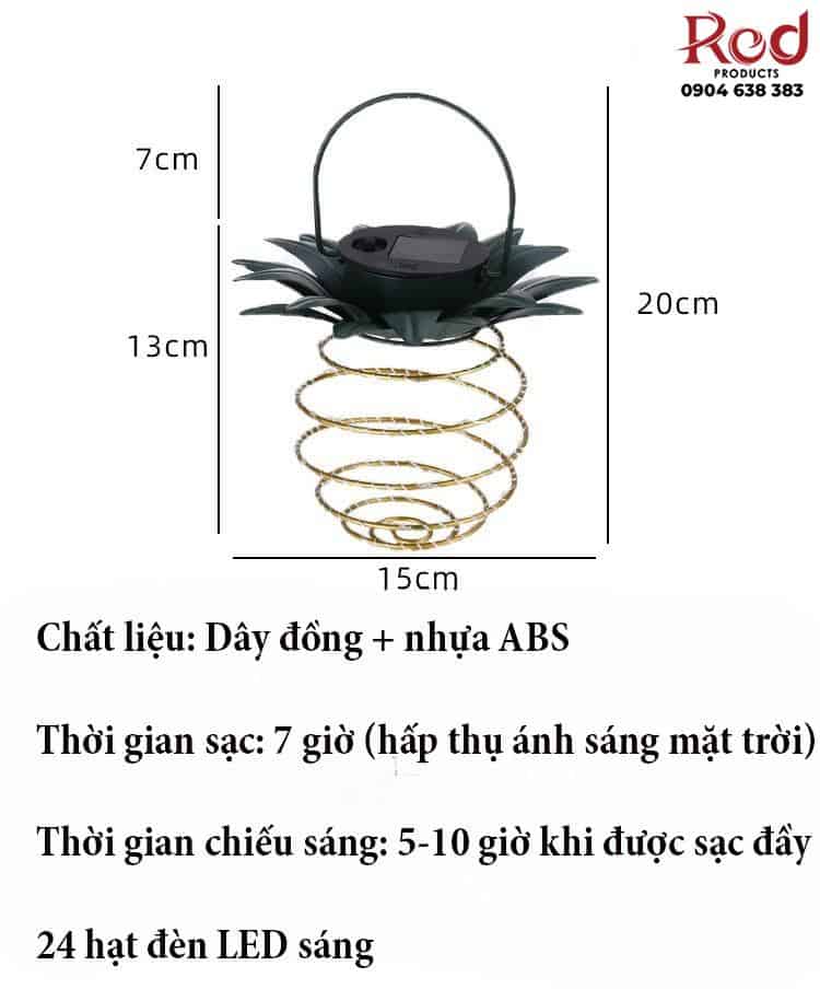 Đèn trái dứa năng lượng mặt trời có tay cầm BLD01 18