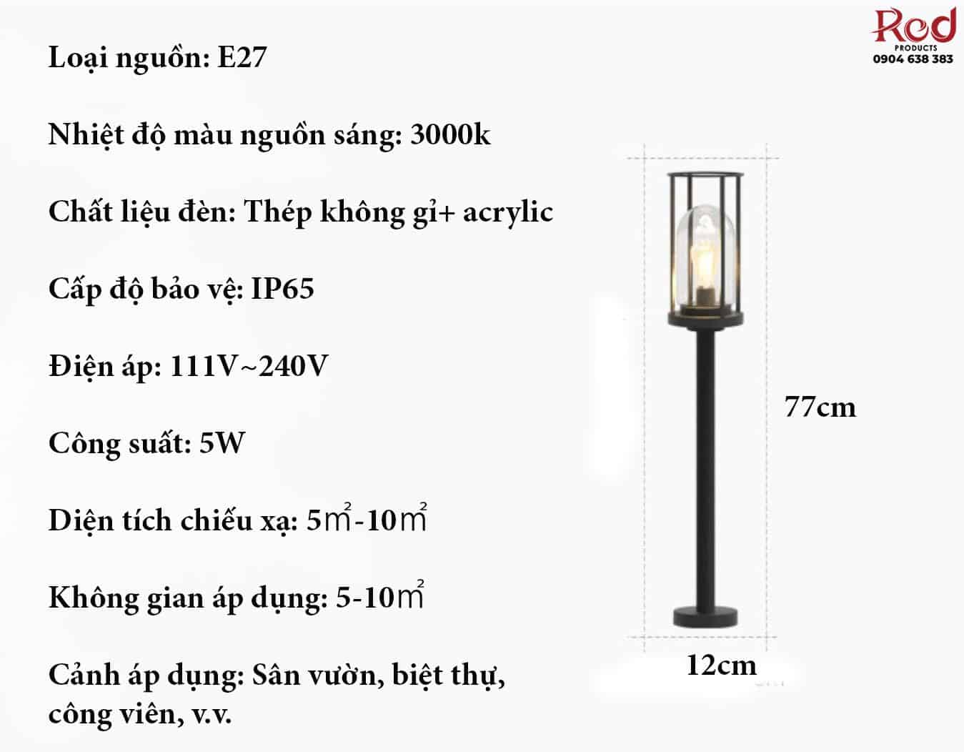 Đèn trang trí ngoài trời khung thép nghệ thuật C3030 19