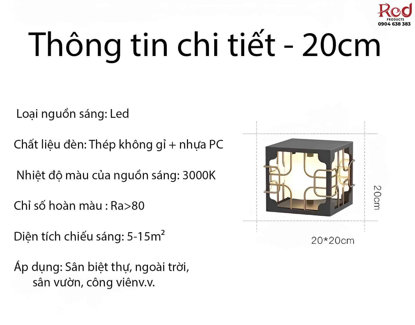 Đèn trụ cổng ngoài trời chống thấm nước C3047F 13