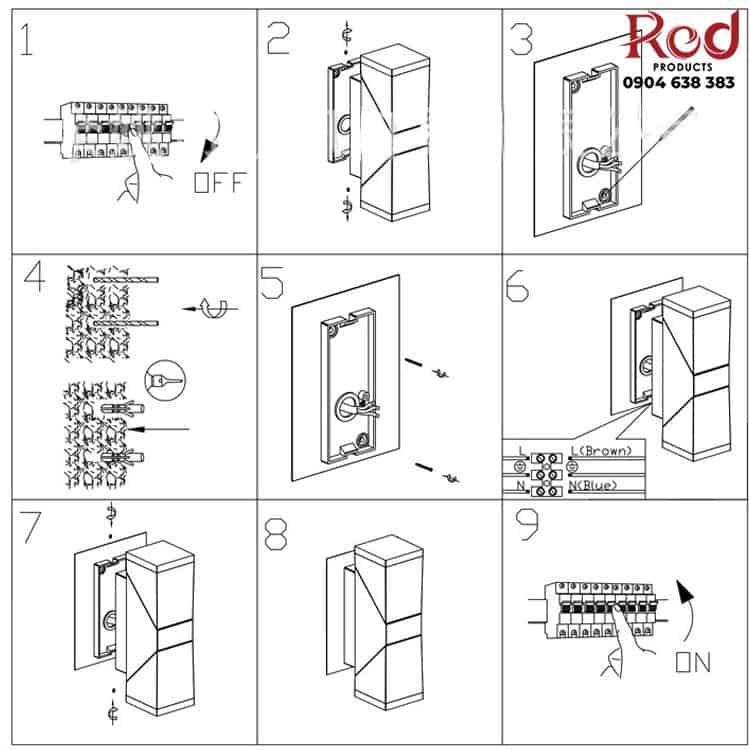 Đèn tường cảm ứng 2 bóng trục xoay hiện đại CAO1942 16