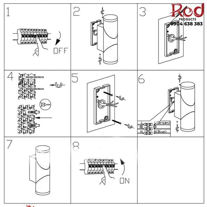 Đèn tường cảm ứng 2 bóng trục xoay hiện đại CAO1942 17