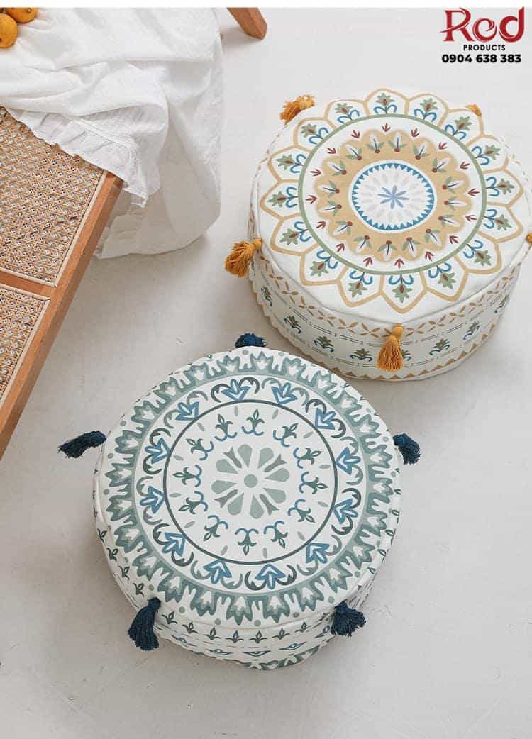 Đôn ngồi dáng tròn mandala tua rua độc đáo PCH7452 10