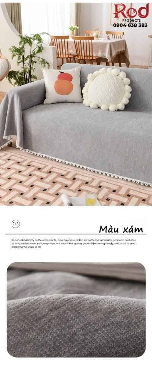 Drap bọc ghế sofa Chenille trơn viền ren YY1502 12