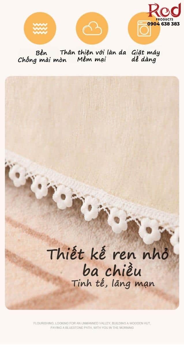 Drap bọc ghế sofa Chenille trơn viền ren thỏ túi YY1801 18