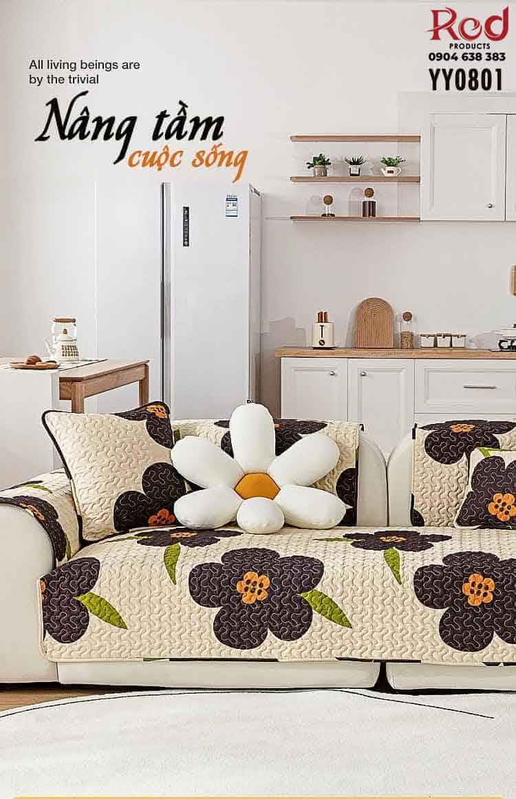 Drap bọc ghế sofa cotton hình hoa đơn giản YY0801 9