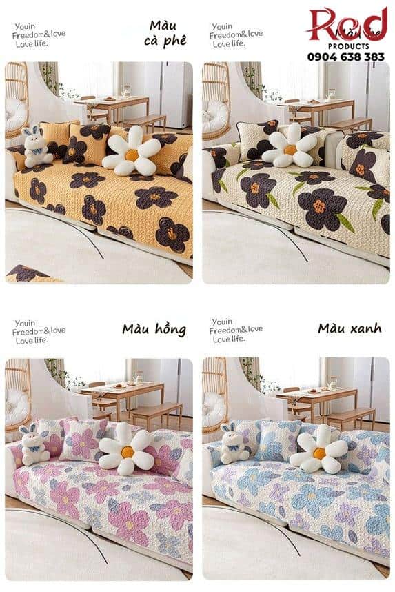 Drap bọc ghế sofa cotton hình hoa đơn giản YY0801 10