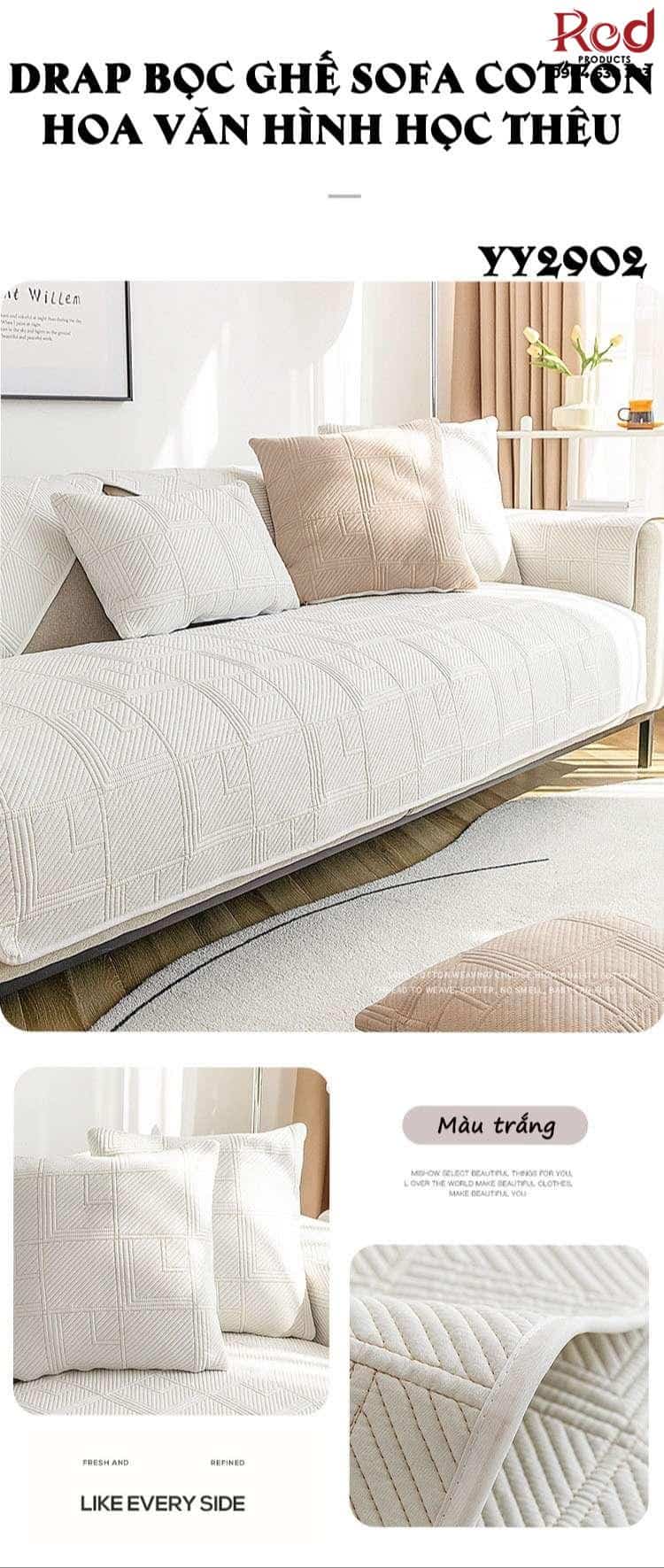 Drap bọc ghế sofa cotton thêu hoa văn YY2902 11