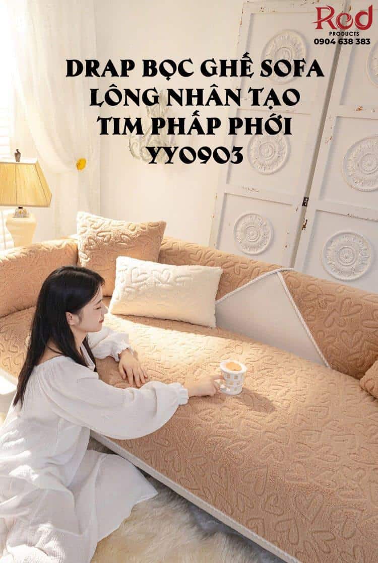 Drap bọc ghế sofa lông nhân tạo tim phấp phới YY0903 15