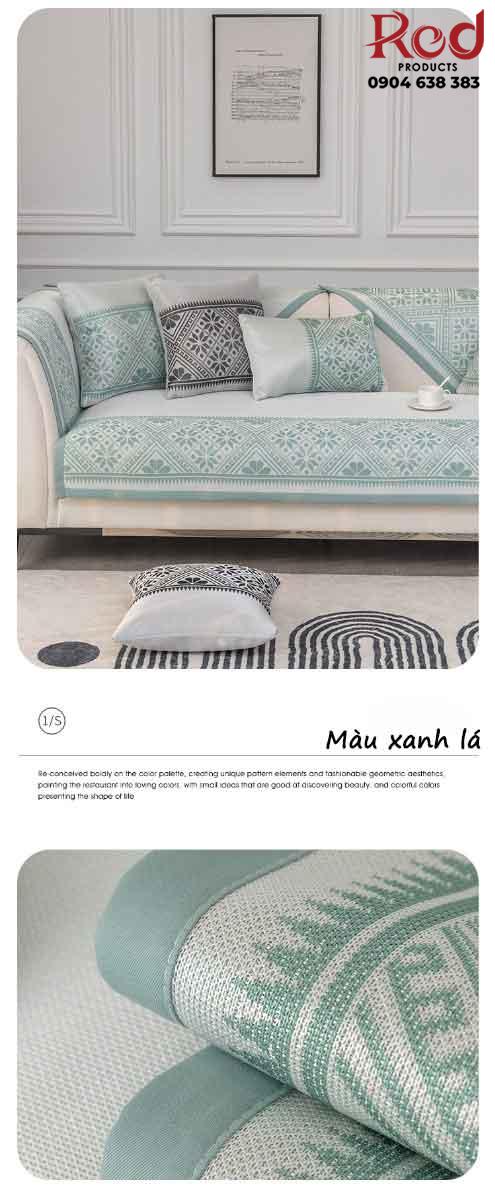 Drap bọc ghế sofa lụa mát hoa văn cách điệu YY1601 15