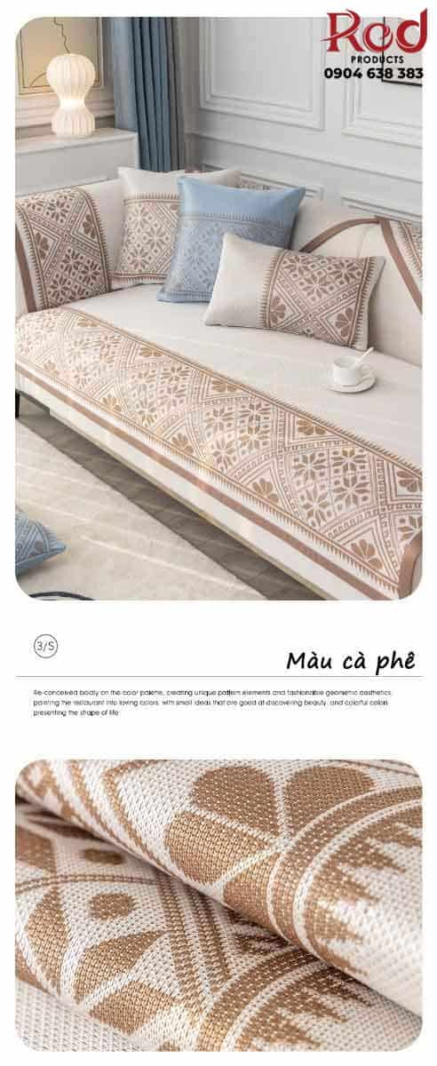 Drap bọc ghế sofa lụa mát hoa văn cách điệu YY1601 13