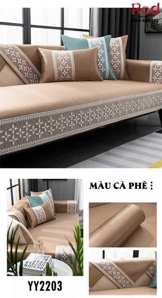 Drap bọc ghế sofa lụa mát hoa văn chữ thập YY2203 13