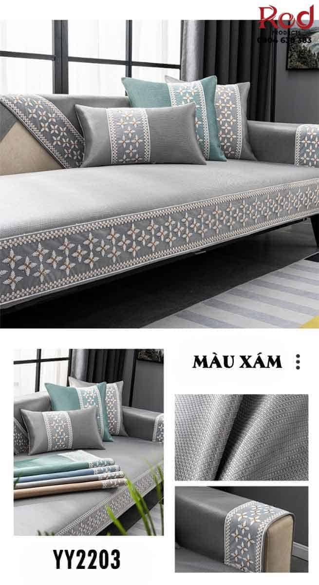 Drap bọc ghế sofa lụa mát hoa văn chữ thập YY2203 12