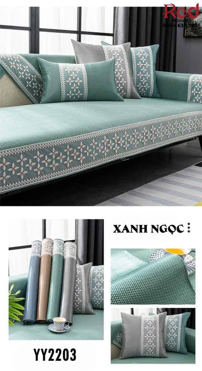 Drap bọc ghế sofa lụa mát hoa văn chữ thập YY2203 11