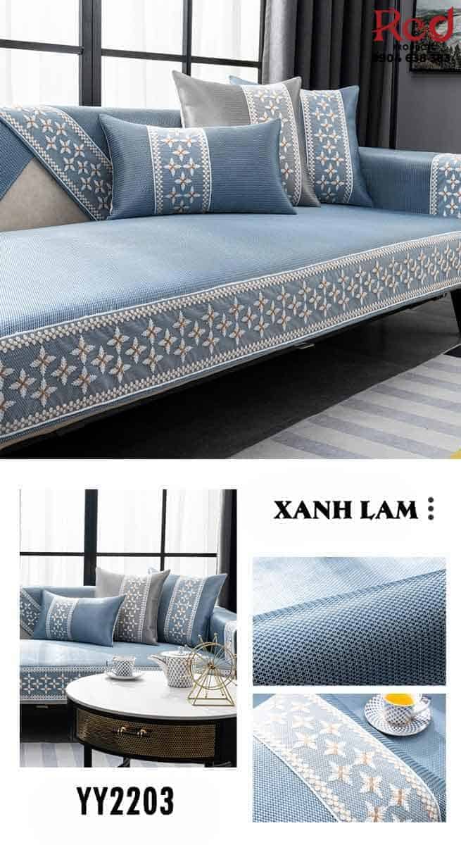 Drap bọc ghế sofa lụa mát hoa văn chữ thập YY2203 10