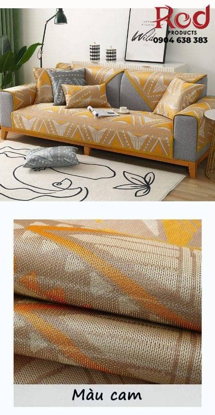 Drap bọc ghế sofa lụa mát hoa văn kim tự tháp YY2104A 10