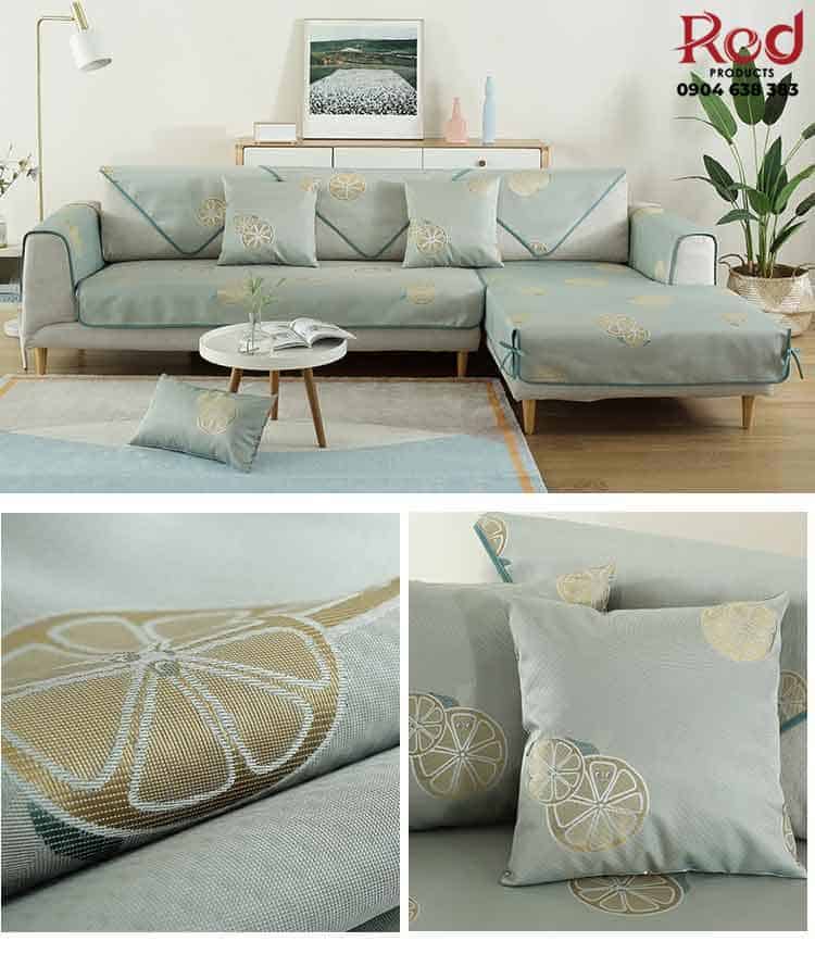 Drap bọc ghế sofa lụa mát hoa văn mùa hè YY1903 15