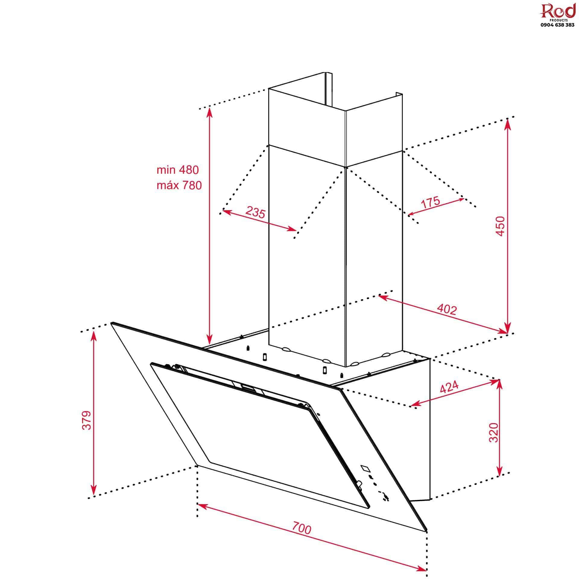 Máy hút mùi áp tường Teka DVT 98660 TBS 8