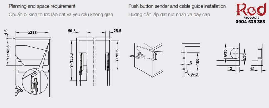 Bộ tay nâng cánh tủ Free Fold E Hafele 372.29.705 1