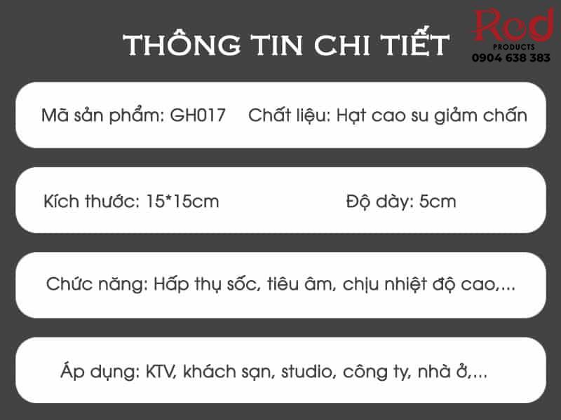 Gạch khối tiêu âm cao su giảm chấn màu đen GH017 14