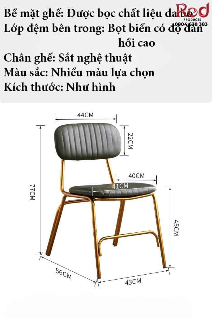 Ghế ăn bọc da khung sắt nghệ thuật kiểu Mỹ BM0209 24