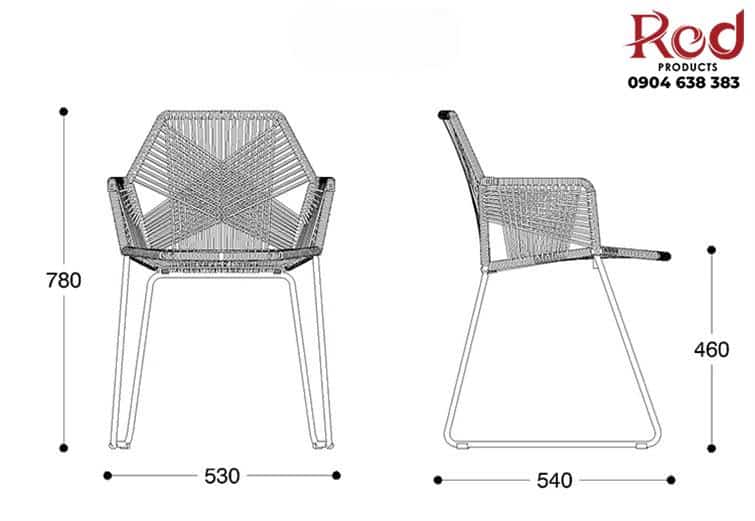 Ghế ăn ngoài trời dệt mây kiểu Bắc Âu TS7223 16