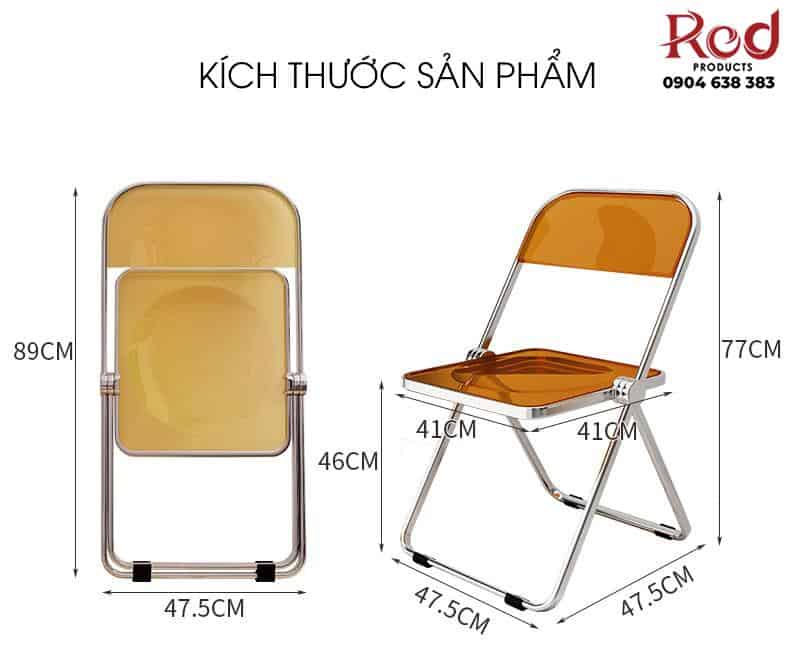 Ghế ăn xếp gọn trong suốt khung thép cao cấp FC001 14