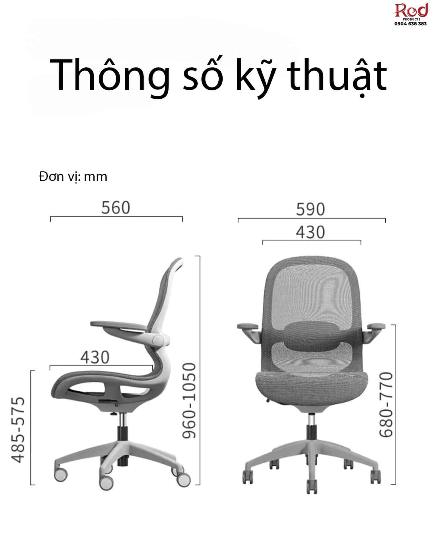 Ghế công thái học tay vịn nâng xoay cao cấp EW7186 12