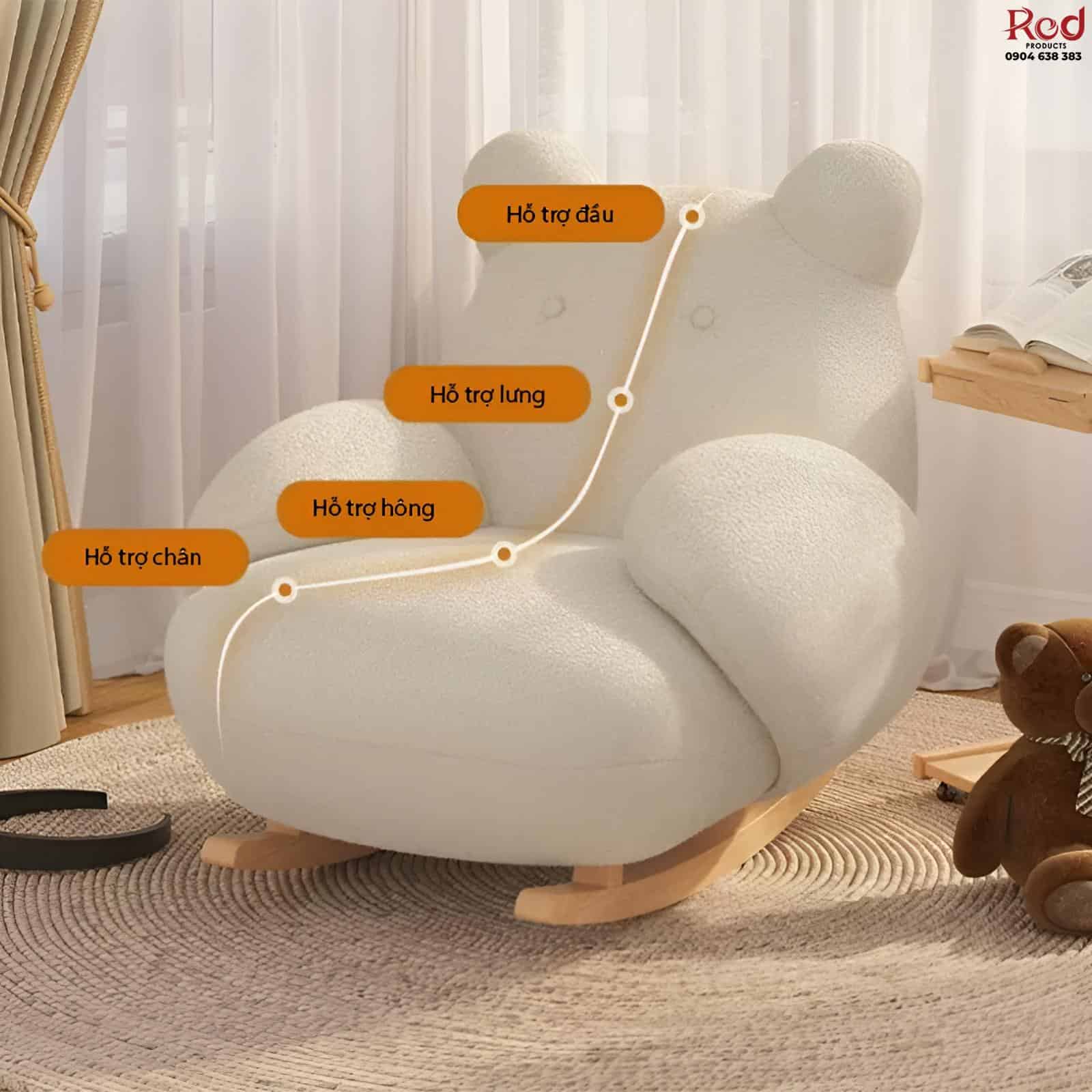 Ghế sofa bập bênh thư giãn bọc nhung cừu kèm đôn SF019 18